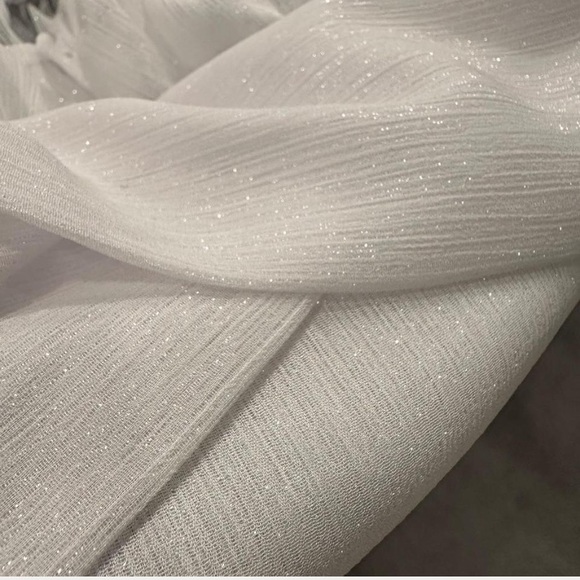 lucy in the sky white off the shoulder shimmer dress - Picture 7 of 7